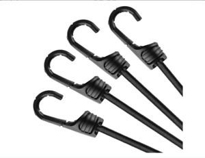 ZHOUBIN 24 Inch Black Bungee Cords with Hooks Heavy Duty 4 Pcs