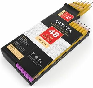 Arteza HB Pencils #2, Pack of 48, Wood-Cased Graphite Pencils in Bulk