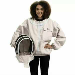 NEW Bees &amp; Co K74 Natural Cotton Beekeeper Jacket with Fencing Veil Size SMALL