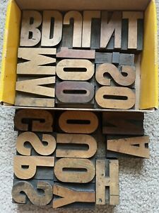 2.5in letterpress type wood letters small lot