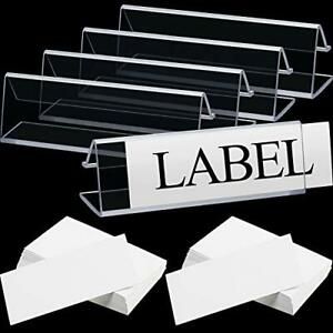 40 Pieces Plastic Label Holder Clear Wire Shelf Label Holder 3 x 0.875 Inches...