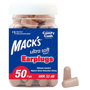 Mack&#039;s Ultra Soft Foam Earplugs, 50 Pair - 33dB Highest NRR, Comfortable Ear for