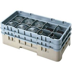 CAMBRO 10 COMP. GLASS RACK, HALF SIZE, 5.25&#034; H MAX. BEIGE 10HS434-184