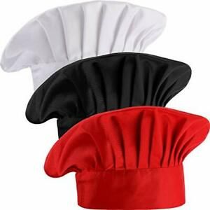 3 Pieces Multicolor Chef Hat Adult Adjustable Elastic Baker Kitchen Cooking Cap