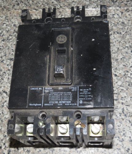 Westinghouse fb3020 industrial circuit breaker for sale
