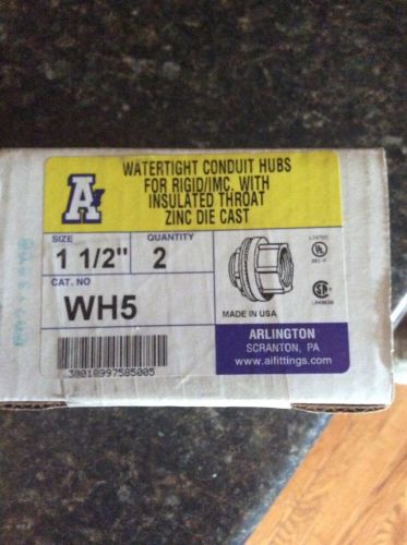 Two arlington wh5 1.5&#034; watertight conduit hubs w/ insulated throat new (b27) for sale