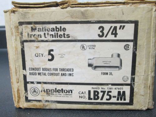 3 new appleton  lb75-m 3/4&#034;  iron conduit outlet body for sale