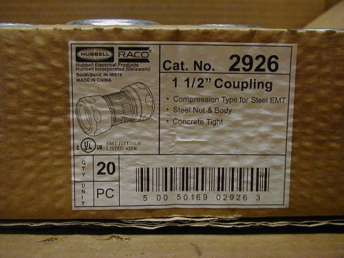 Hubbell Raco 1-1/2 EMT Steel Compression Conduit Coupling, Lot of 20