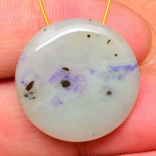 FABULOUS! ROUND NATURAL PURPLE FLOWER JASPER GEMSTONE BUTTON 21X21X9MM