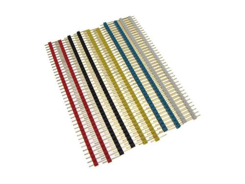 10PCS HQ 40-Pin 2.54mm Straight Male Header 5 color: Red Black Yellow Cyan White