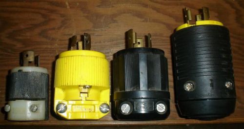 Lot of 4 used twist-lock plug ends hubbell leviton p&amp;s seymour 10a 20a 125v 250v for sale
