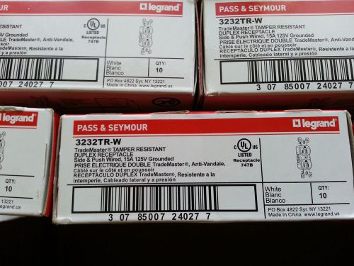 case of 10 boxes pass &amp; seymour tamper resistant dupex receptacles  100 total