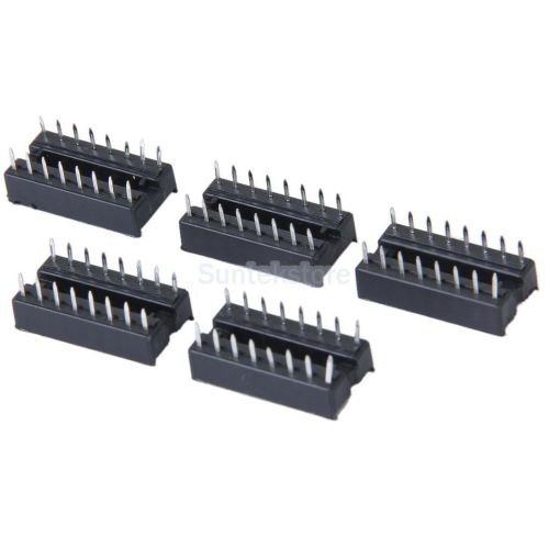 5pc 16pin 16-pin dip-16 dip16 ic socket adapter solder type narrow pitch 2.54 mm for sale