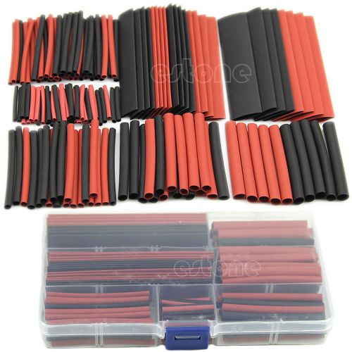 150pcs 2:1 Black&amp;Red Polyolefin Heat Shrink Tubing Tube Sleeving Wrap Wire Kit