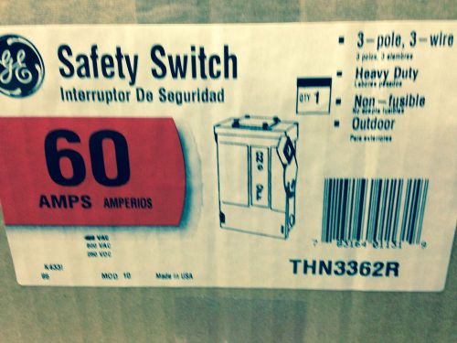 GE HD Safety Switch THN3362R 3POLE 600VAC 250VDC 60ANEW