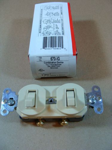 NEW PASS &amp; SEYMOUR LEGRAND 670IG GROUNDED (2) 1 POLE SWITCHES 20A 120/277V IVORY