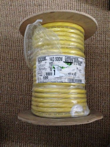 100’ 14/3 SOOW S00W Yellow Extension Power Cord Outdoor/indoor Wire Cable 600V