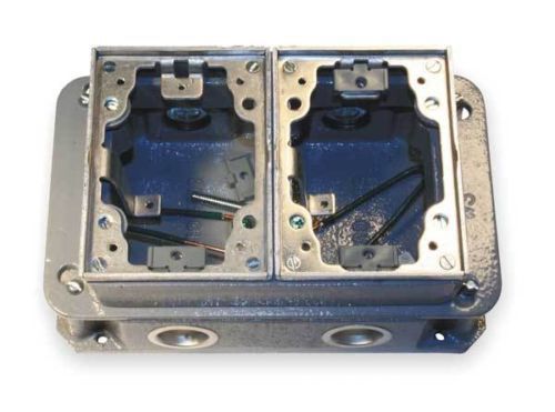 Hubbell wiring device-kellems ba4233 floor box, 2-gang rectangular, cast iron for sale