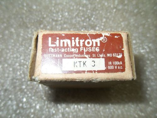 (rr14-1) 1 lot of 5 nib bussmann limitron ktk-3 600vac 3a fuses for sale