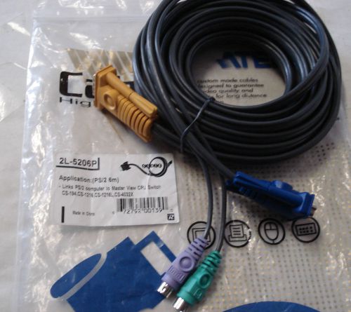 ATEN 2L-5206P KVM CABLE 6M, LINKS PS/2 COMPUTER TO MASTER VIEW CPU SWITCH
