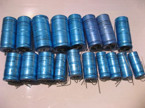 Grab Bag Lot of 18 Assorted Philips Electrolytic Capacitors Type HP - NOS