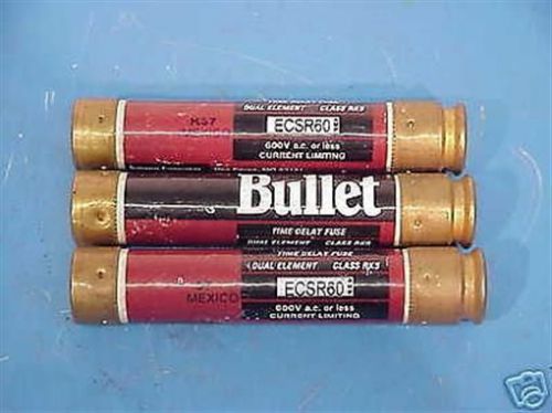 Edison / bullett 60 amp time delay fuses ( 3 ea ) for sale