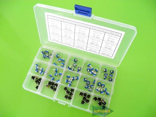 15value Variable Resistor Trim Pot Potentiometer Single Turn 90pcs Box Kit *17