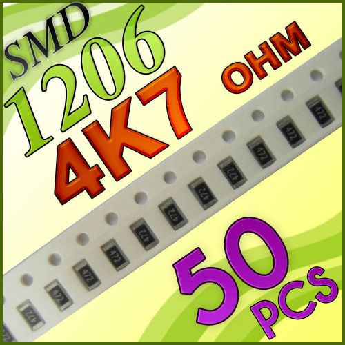 50 4k7 ohm ohms SMD 1206 Chip Resistors Surface Mount watts (+/-)5%