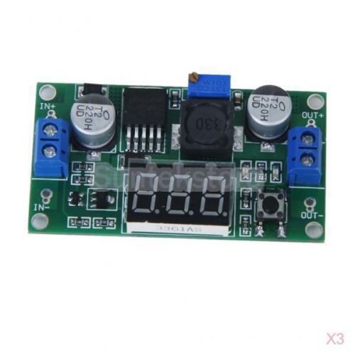 3x Adjustable Step-down DC-DC Power Module Voltmeter Display Overheat Protect