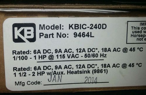 KB/KBIC-240D DC Motor Speed Control NIB