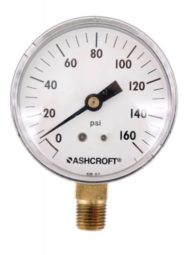 Ashcroft 2-1/2&#034; 0-160PSI 1/4&#034;NPT Brass Socket Lower Mount Pressure Gauge 2.5&#034;in