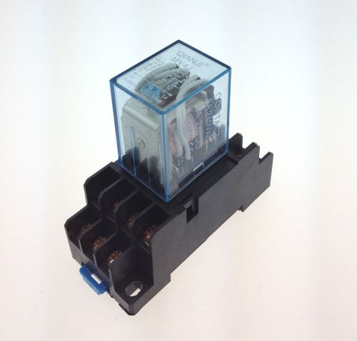 My4j ac110v coil 5a 240v ac 28v dc 35mm din rail power relay 14 pin w socket for sale