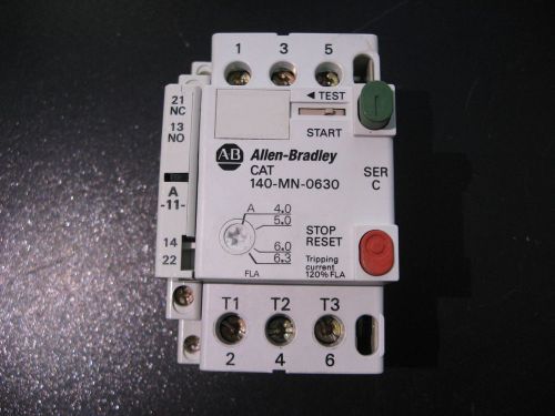 Allen Bradley 140-MN-0630 Ser. C Starter 140-A11 Ser C Auxiliary Contact USED