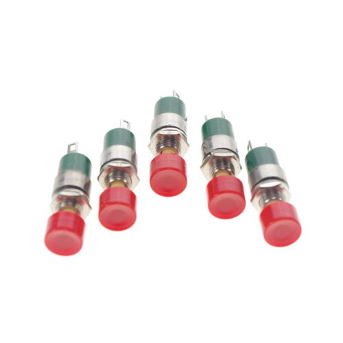 5 x OFF-(ON) NO 2 Pin SPST 1A 250VAC Momentary 7mm Hole Push Button Switch Red