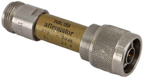 Narda 779-30 30db dc to 18ghz 2w rf fixed coaxial attenuator type-n m/f for sale