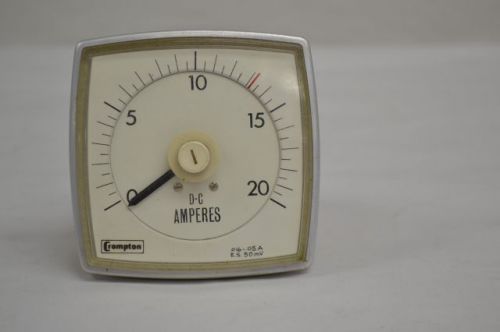 Crompton 0-20a amp dc amperes panel meter ammeter gauge d203711 for sale