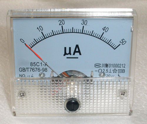 Dc 50?a ampmeter analog current panel meter ammeter dc 0-50ua for sale
