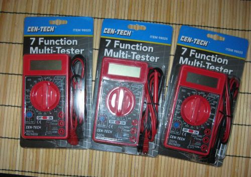 3  -  CEN-TECH 7 FUNCTION MULTIMETER   ALL 3 UNITS   -   ONE PRICE 7F