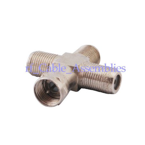 F-type plug male to 3x female jack &#034;+&#034; type 4 way rf coaxial adapter connector for sale