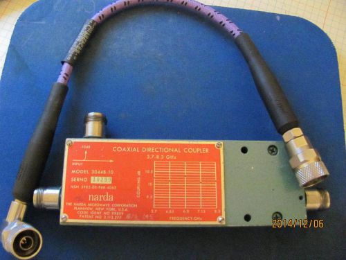 Narda 3044B-10  Flat Directional Coupler.  3.7 to 8.3GHz,  10dB.  N(F)&amp;cable