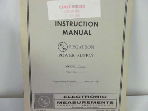 Electronic Measurements 212-A Transistor Power Pack Instruction Manual w/Schemat