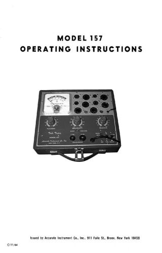 Accurate Instrument Model 157 Tube Tester Manual