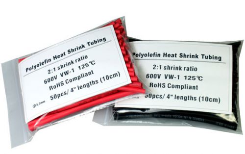 ?3.0mm Heat Shrink Tubing,RED &amp; BLACK COLORS ,50+50 pcs.heat-shrinkable tube