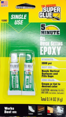 FIVE MIN 2 In Pack Super Glue Epoxy RUBBER CARPET WOOD PLASTIC Fills Gaps .14 Oz
