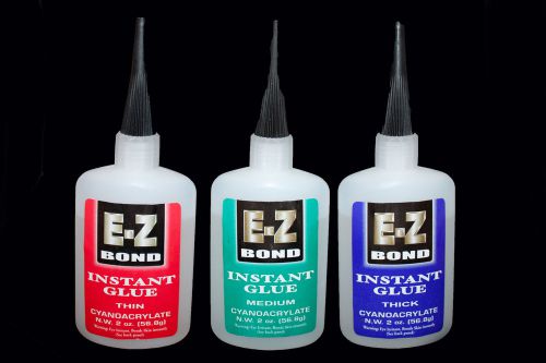3 BOTTLES E-Z BOND SUPER GLUE (Cyanoacrylate) THIN , MEDIUM , THICK  2 OZ  Each