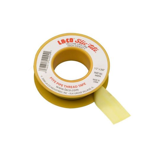 LA-CO Slic-Tite PTFE Gas Line Pipe Thread Tape, Premium Grade, -450 to 550 Degr