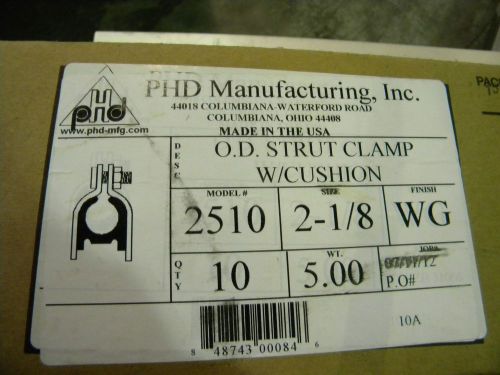 2-1/8&#034; o.d. strut clamp w/cushion model 2510 phd mfg.  (lot of 10) new in box for sale
