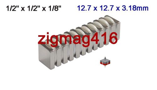 100 pcs of  N45, 1/2&#034;x 1/2&#034; x 1/8&#034; thick Neodymium (Rare Earth) Block Magnets