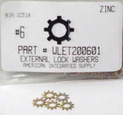#6 external tooth lock washers steel zinc plated (150) for sale