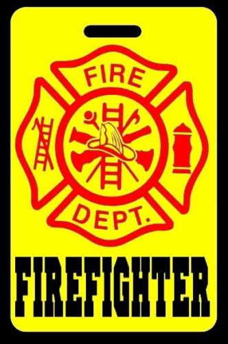 Hi-viz yellow firefighter luggage/gear bag tag - free personalization - new for sale